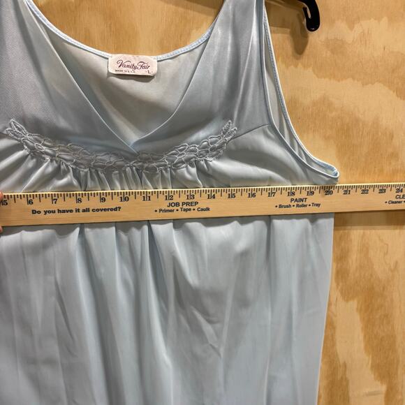 Vintage Vanity Fair Peignoir Set baby Blue Nylon Nightgown Robe Sz L Made in USA - Picture 4 of 7